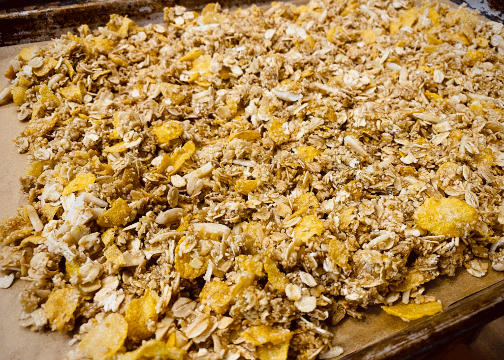 Granola on a sheet pan