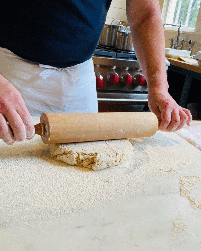 Rolling out the biscuit dough | Photo by Lucy Mercer | A Cook and Her Books