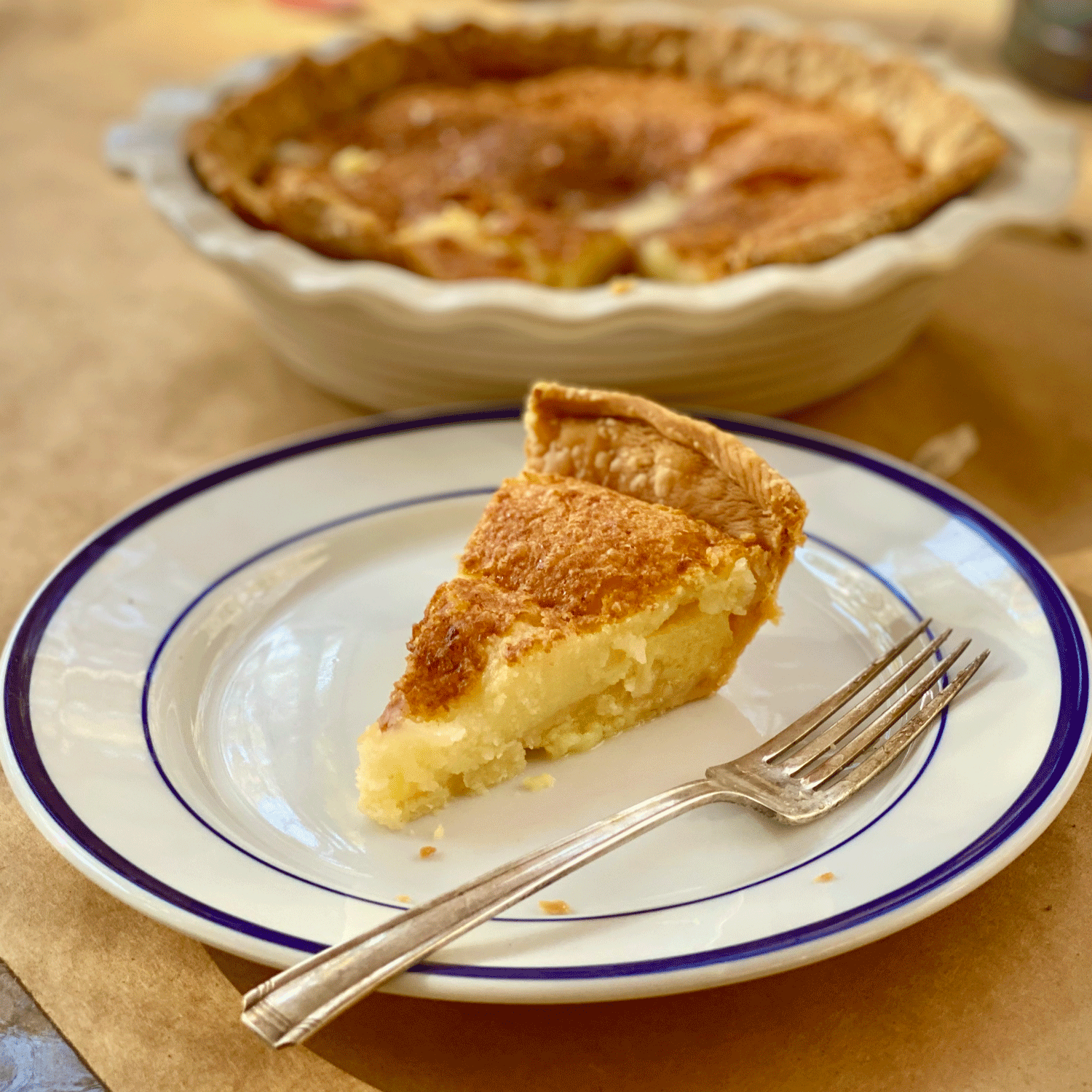 Slice of buttermilk chess pie | Photo by Lucy Mercer | A Cook and Her Books