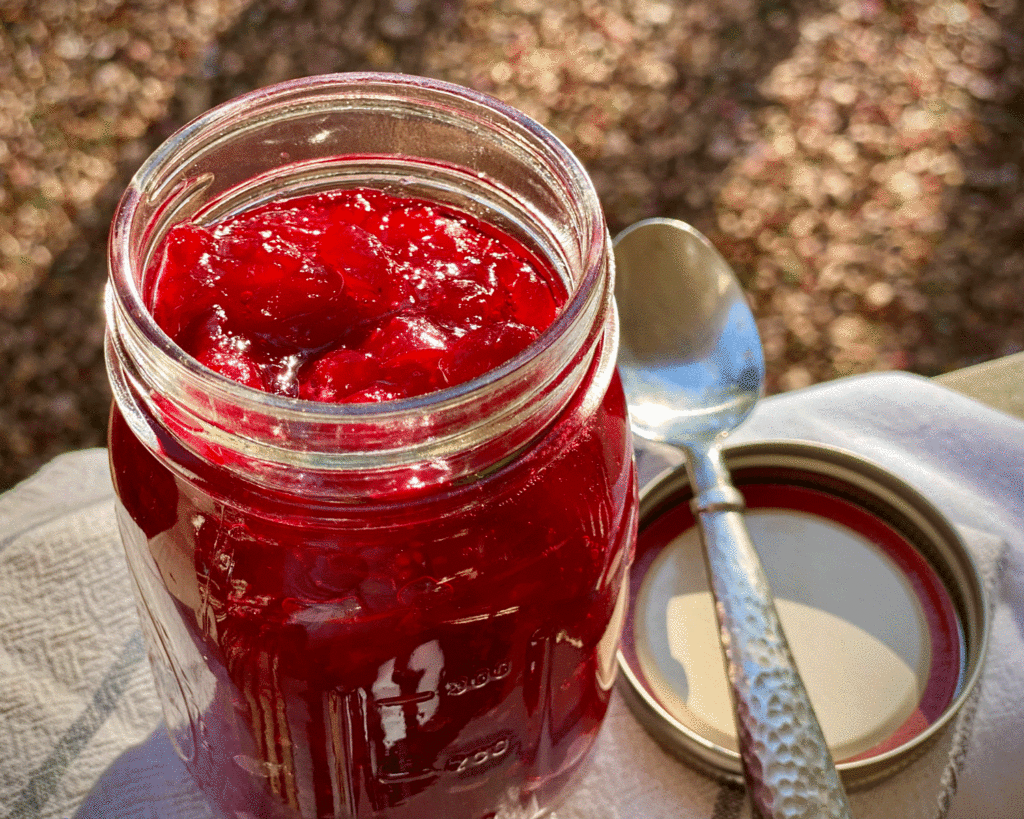 Cranberry sauce in a jar | Photo by Lucy Mercer | A Cook and Her Books