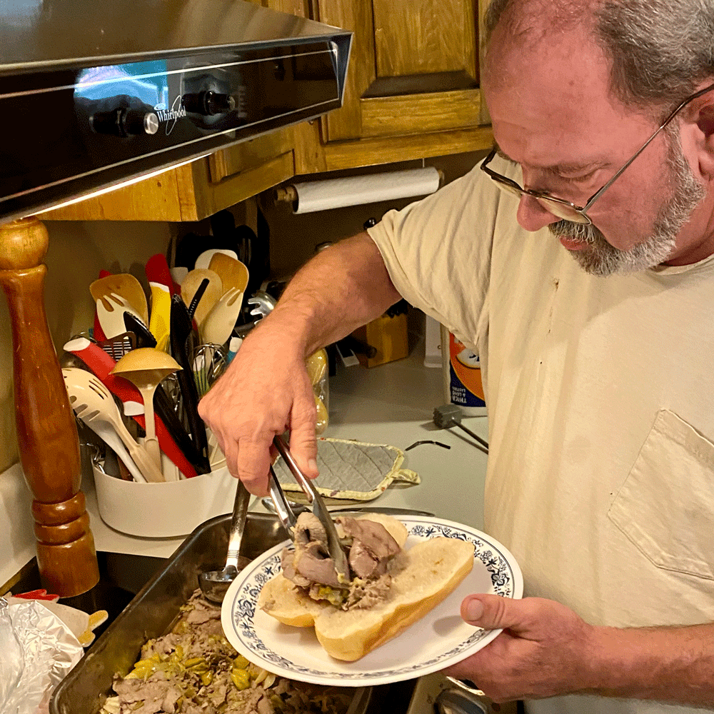 Chef Jeff makes Italian beef | Photo by Lucy Mercer/A Cook and Her Books