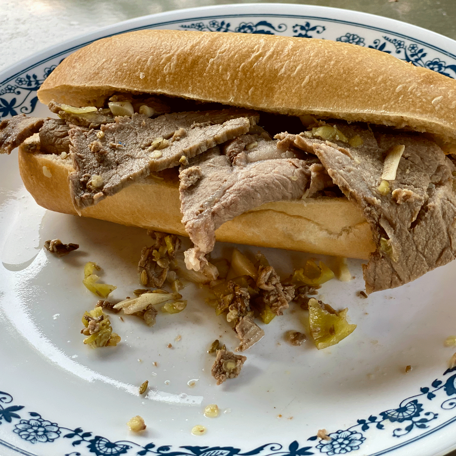 Italian beef sandwich on a plate