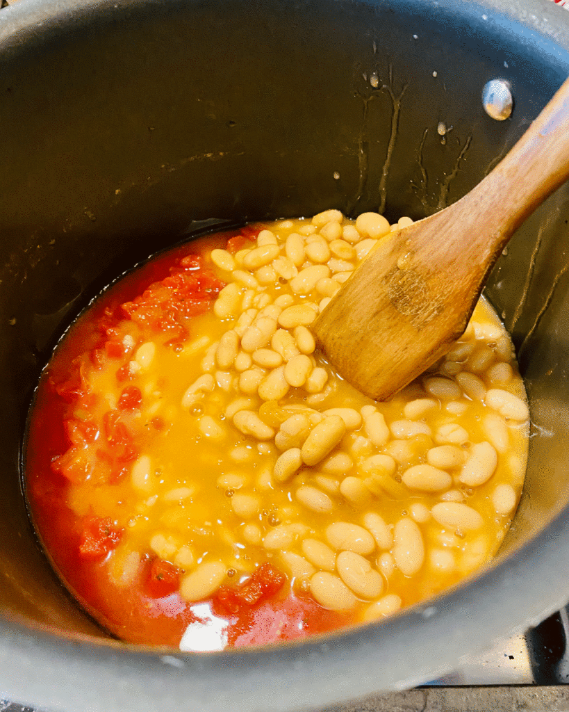 Beans in white chicken chili | Photo by Lucy Mercer | A Cook and Her Books