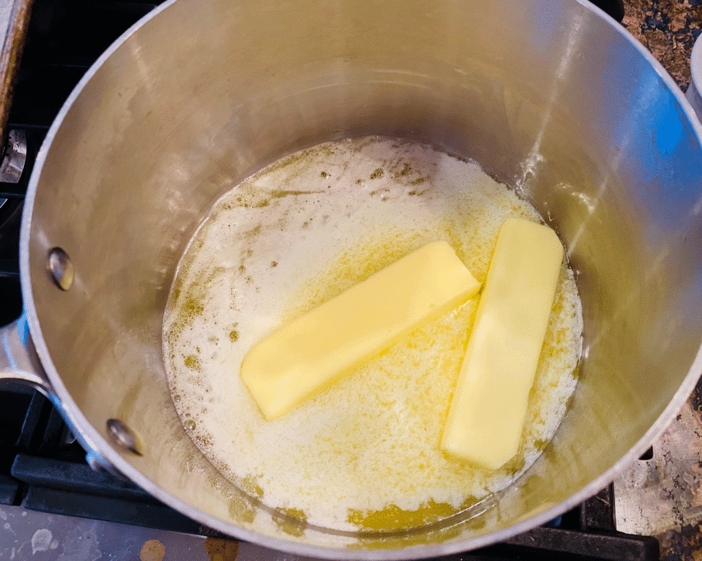 Butter melting in pot | Photo by Lucy Mercer | A Cook and Her Booksw