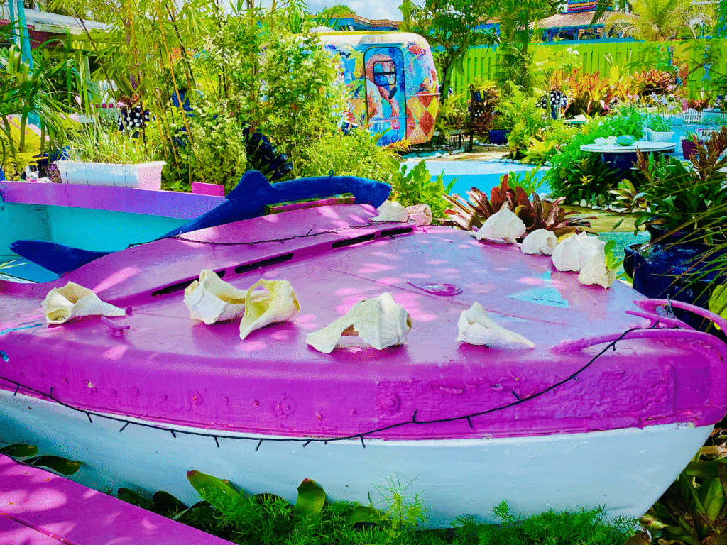 Pink boat in the garden | Photo by Lucy Mercer/A Cook and Her Books