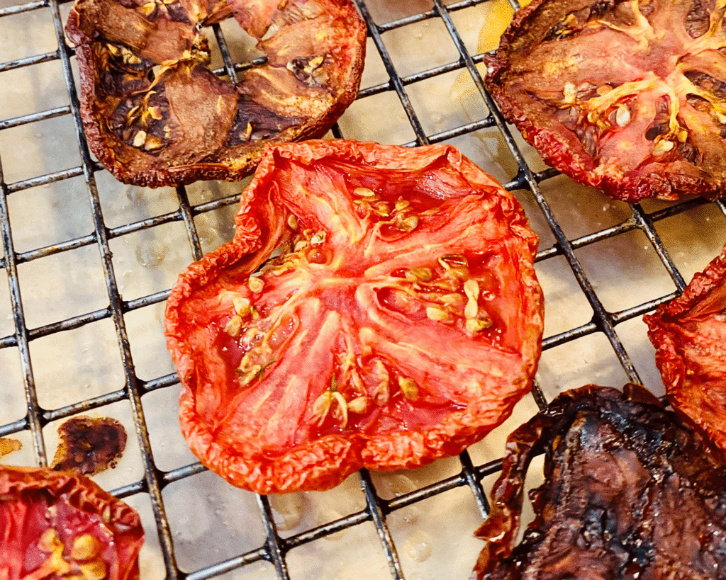 Dried tomato on a grid | Photo by Lucy Mercer/A Cook and Her Books