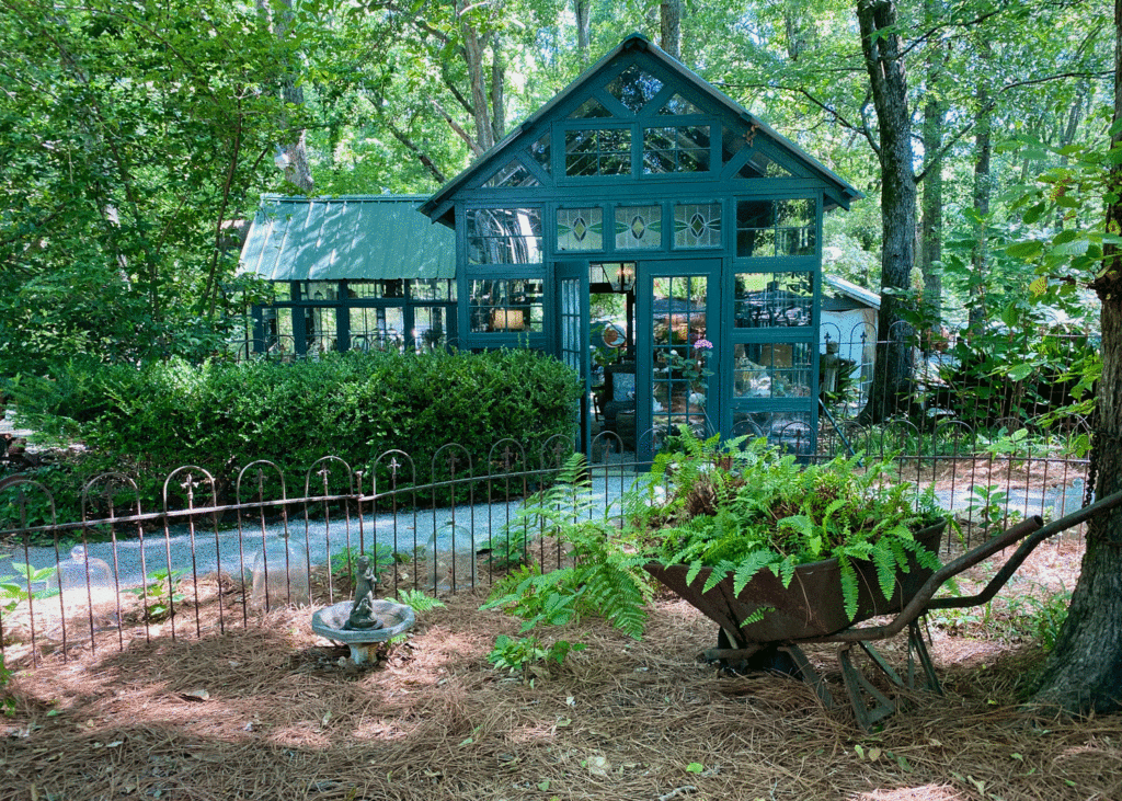 Greenhouse in the woods | Photo by Lucy Mercer/A Cook and Her Books