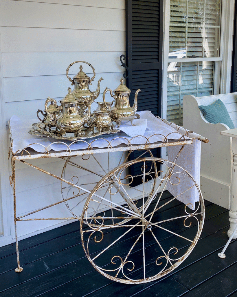 Tea service on a cart | Photo by Lucy Mercer/A Cook and Her Books
