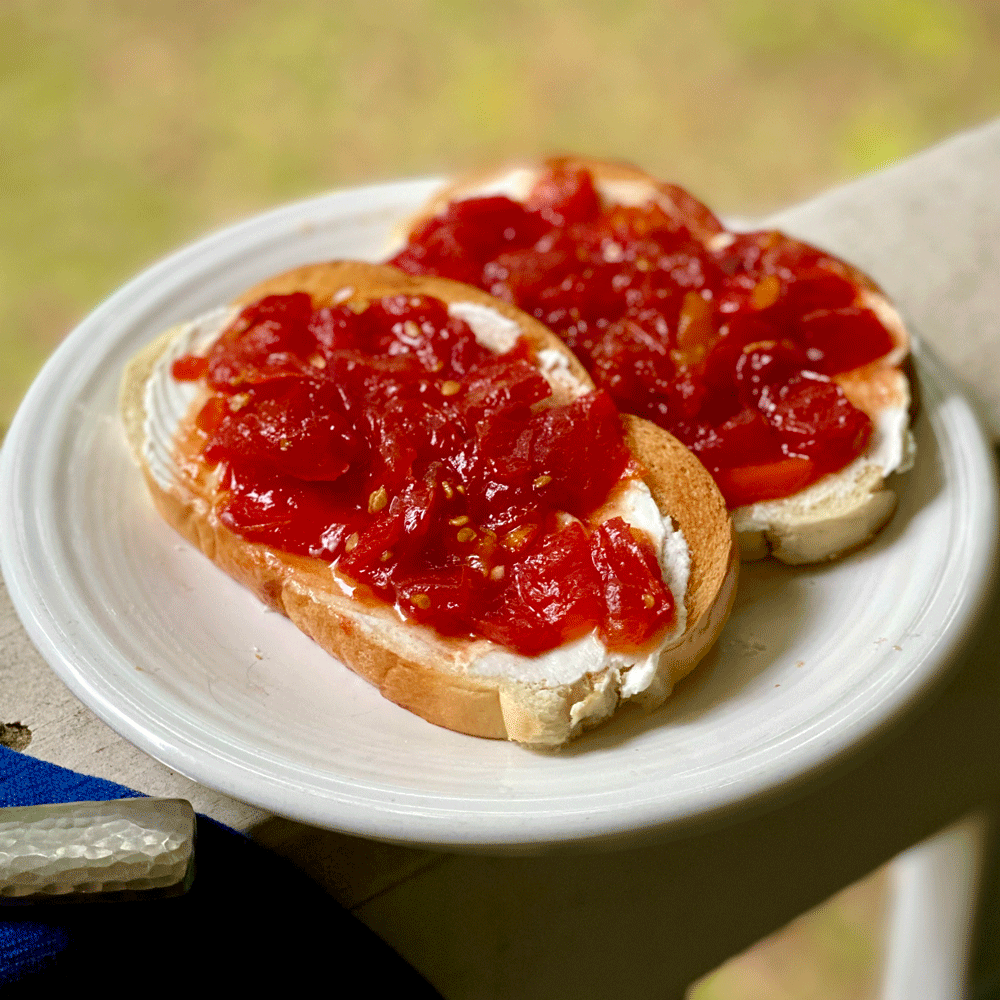 Roasted tomato jam on toast | Photo by Lucy Mercer/A Cook and Her Books