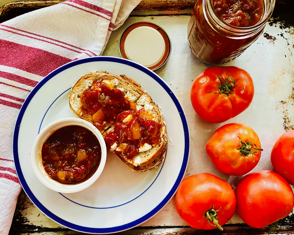 Tomato jam on toast | Photo by Lucy Mercer/A Cook and Her Books