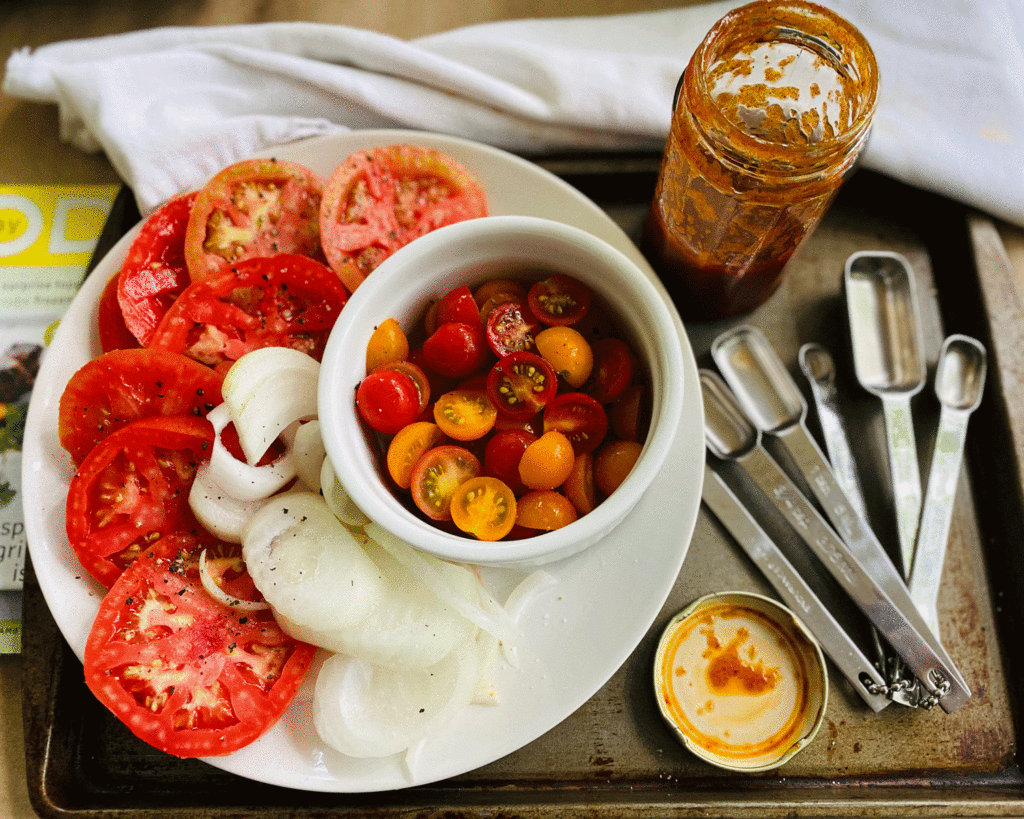 Sliced tomatoes and cherry tomatoes | Photo by Lucy Mercer/A Cook and Her Books