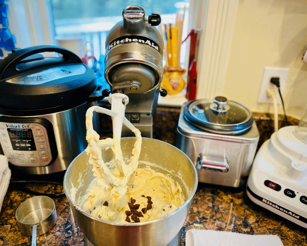 Cake batter mixing in bowl | Photo by Lucy Mercer/A Cook and Her Books