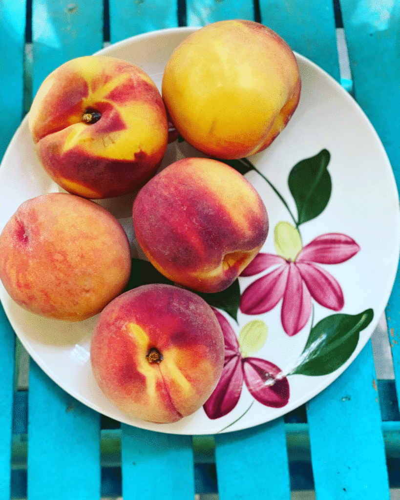 Peaches on a plate