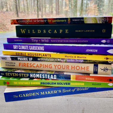 A stack of gardening books