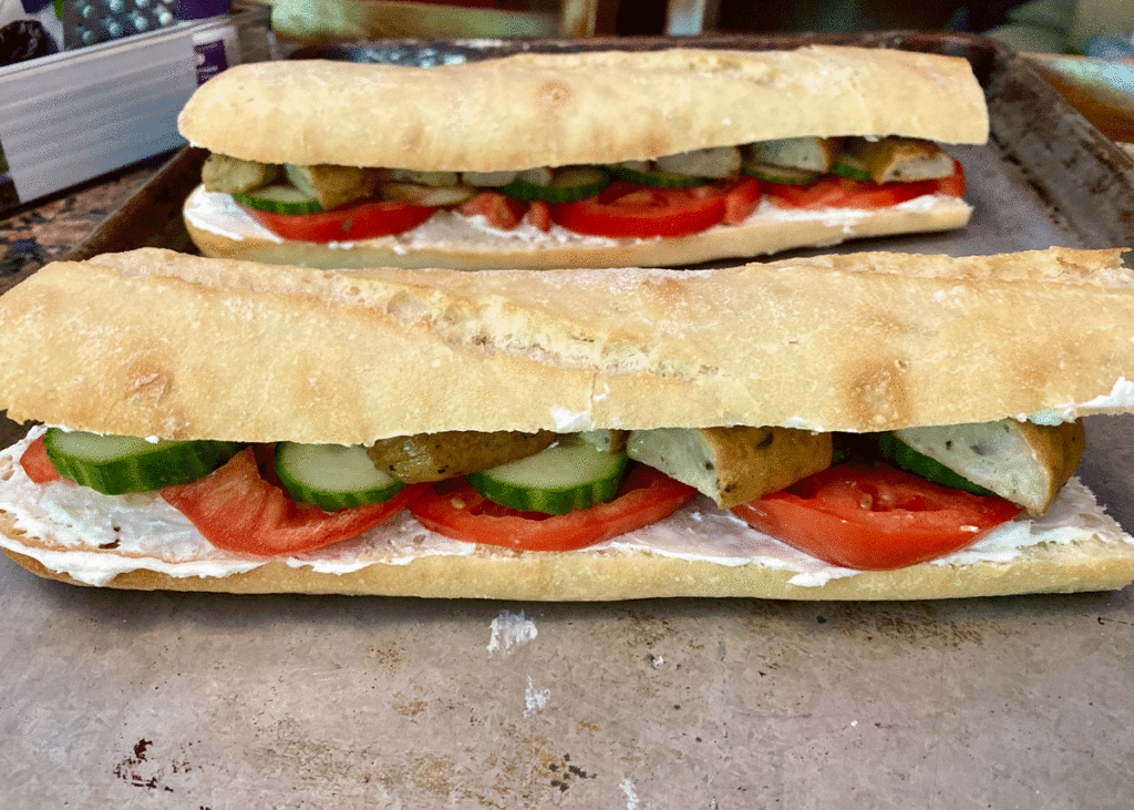 A fully assembled Ukrainian sandwich