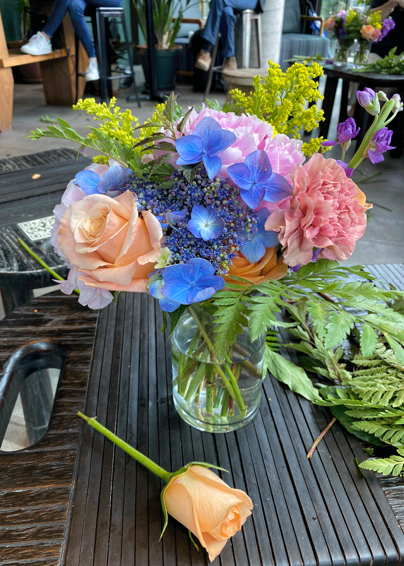 Cut flower bouquet on a table