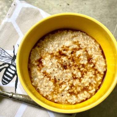 Oatmeal in a yellow bowl