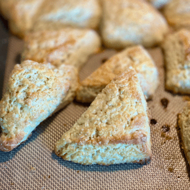 Buttermilk scones on a baking sheet