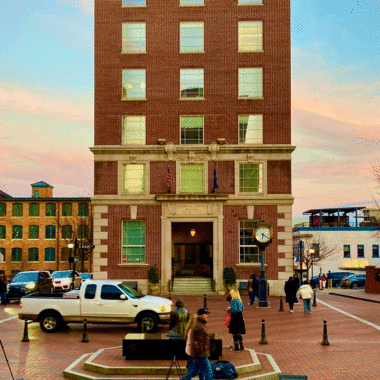 Building in Greenville, South Carolina at sunset