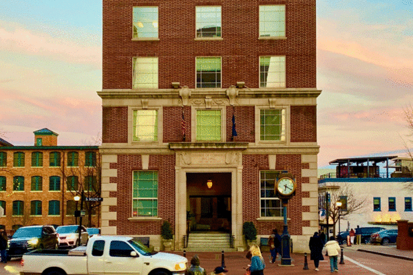 Building in Greenville, South Carolina at sunset