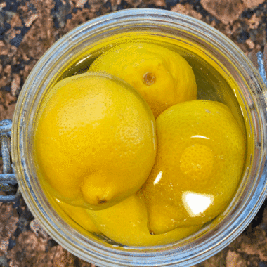 Lemons in water in a jar