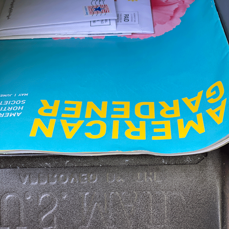 American Gardener magazine in a mailbox