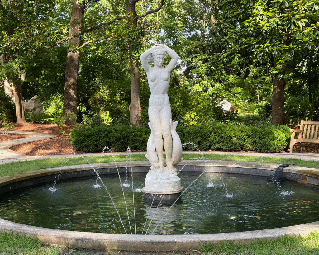 Statue in fountain at Dixon Botanic in Memphis, Tennessee