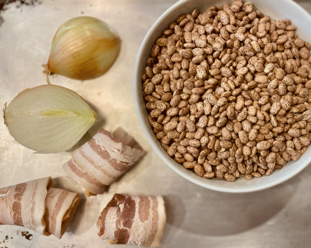 Bacon, onion and beans for soup beans recipe